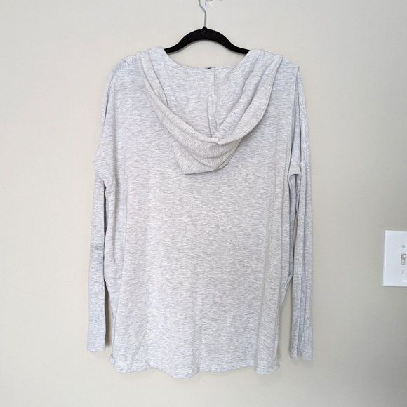 Athleta Light Gray Surplice Front Tunic Length Hooded Sweatshirt Women's Size XS - Picture 2 of 6